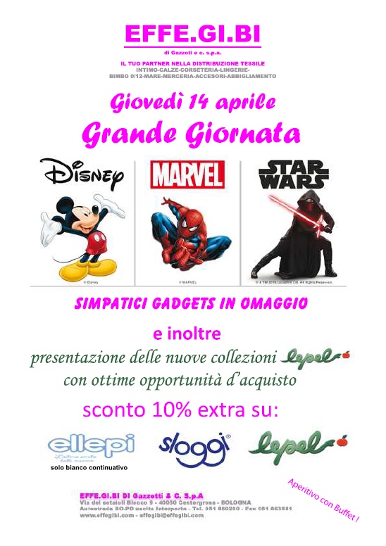 Giovedi 14 Aprile - PROMO BOLOGNA - Presentazione nuove collezioni