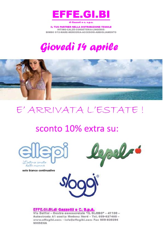 Giovedi 14 Aprile - PROMO MODENA - Presentazione nuove collezioni