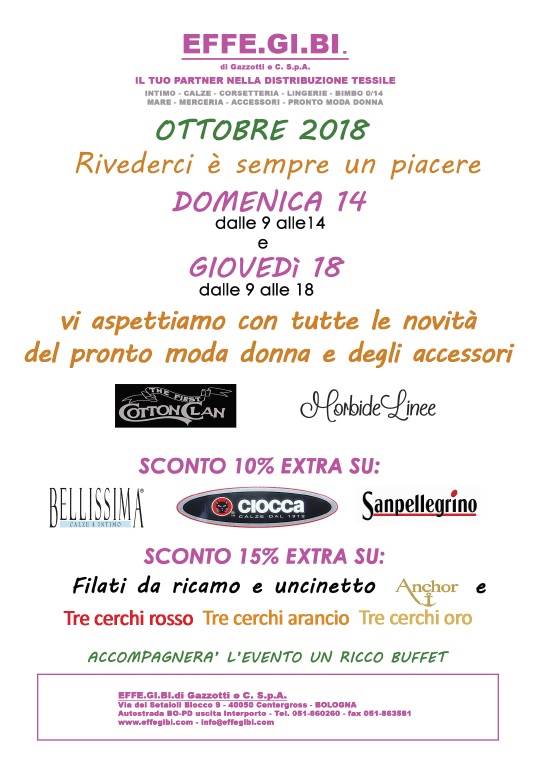 Apertura straordinaria Domenica 14 ottobre 2018