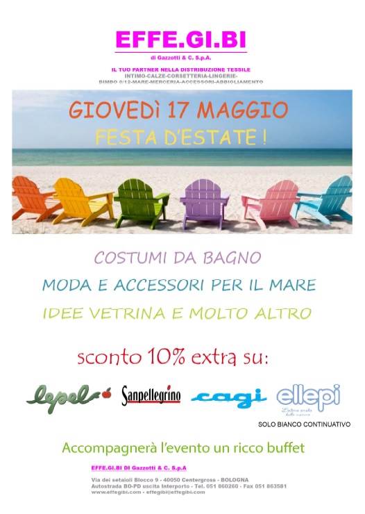 Gioved&#236; 17 maggio - Festa d&#39;estate